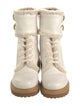 See by Chloé Leather Faux Fur Trim Combat Boots