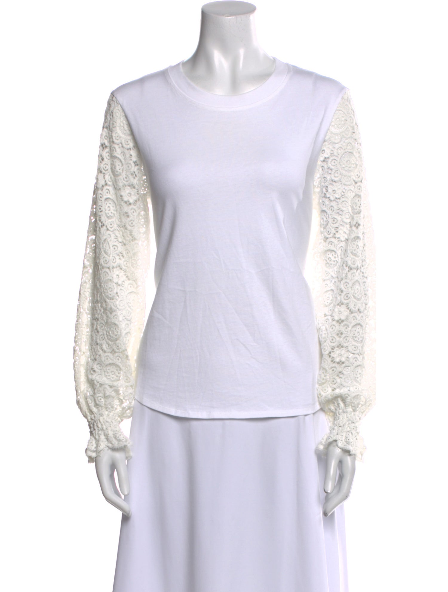 See by Chloé Lace Pattern Crew Neck Top