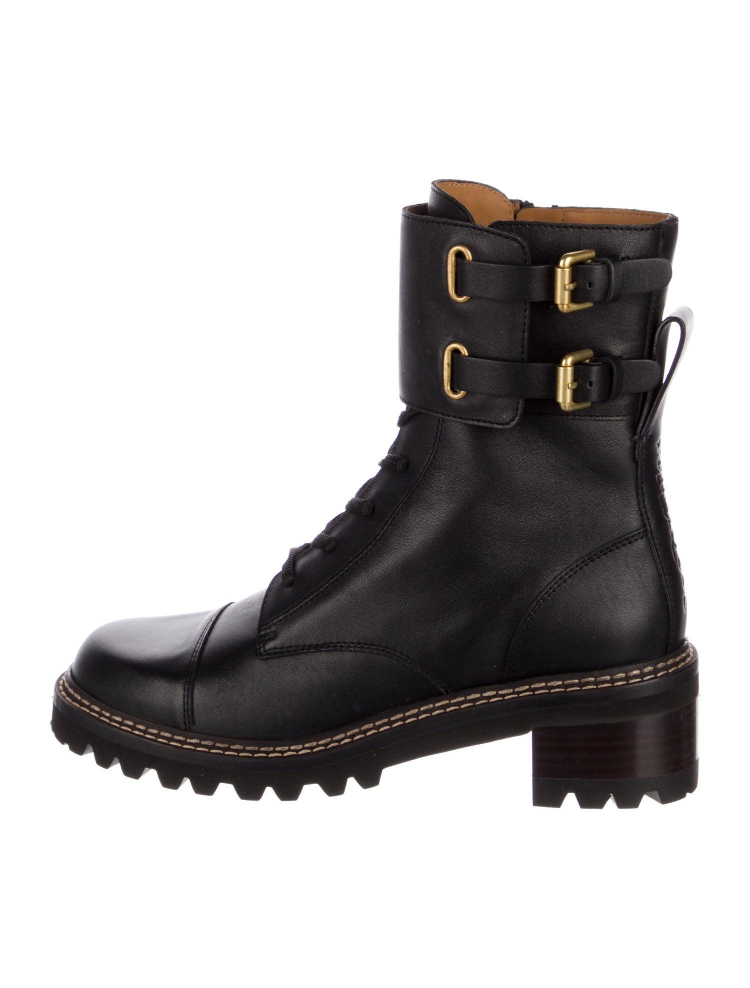 See by Chloé Leather Combat Boots