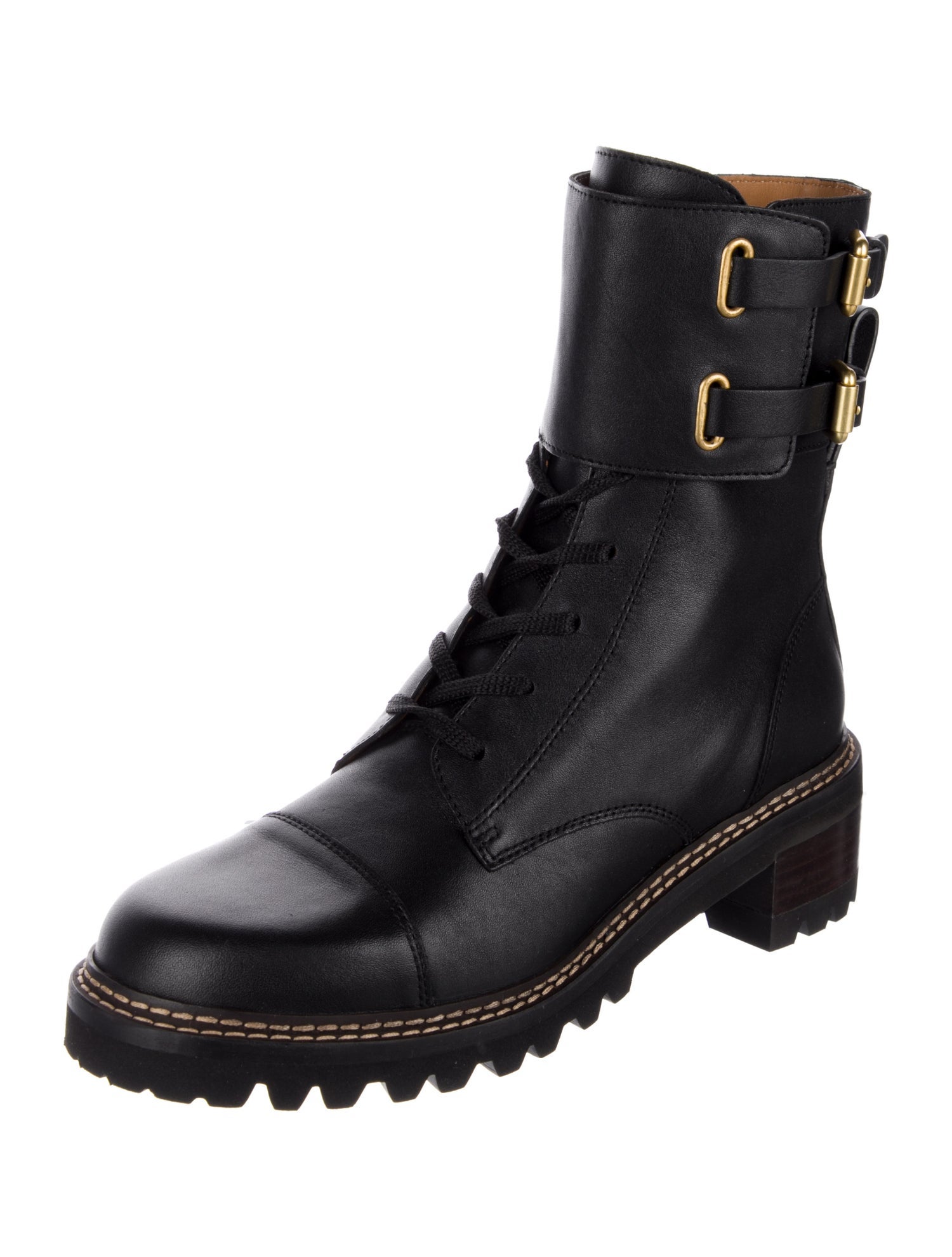 See by Chloé Leather Combat Boots