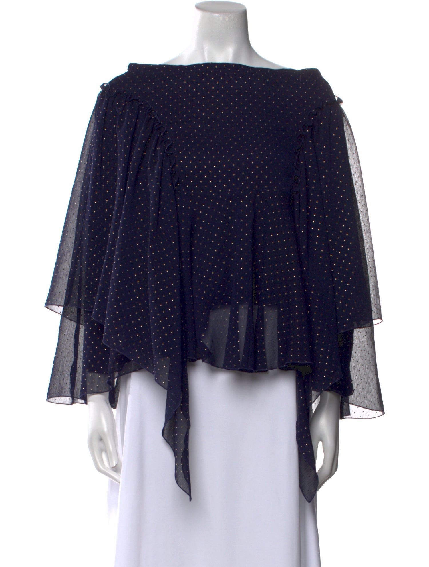 See by Chloé Polka Dot Print Off-The-Shoulder Blouse w/ Tags