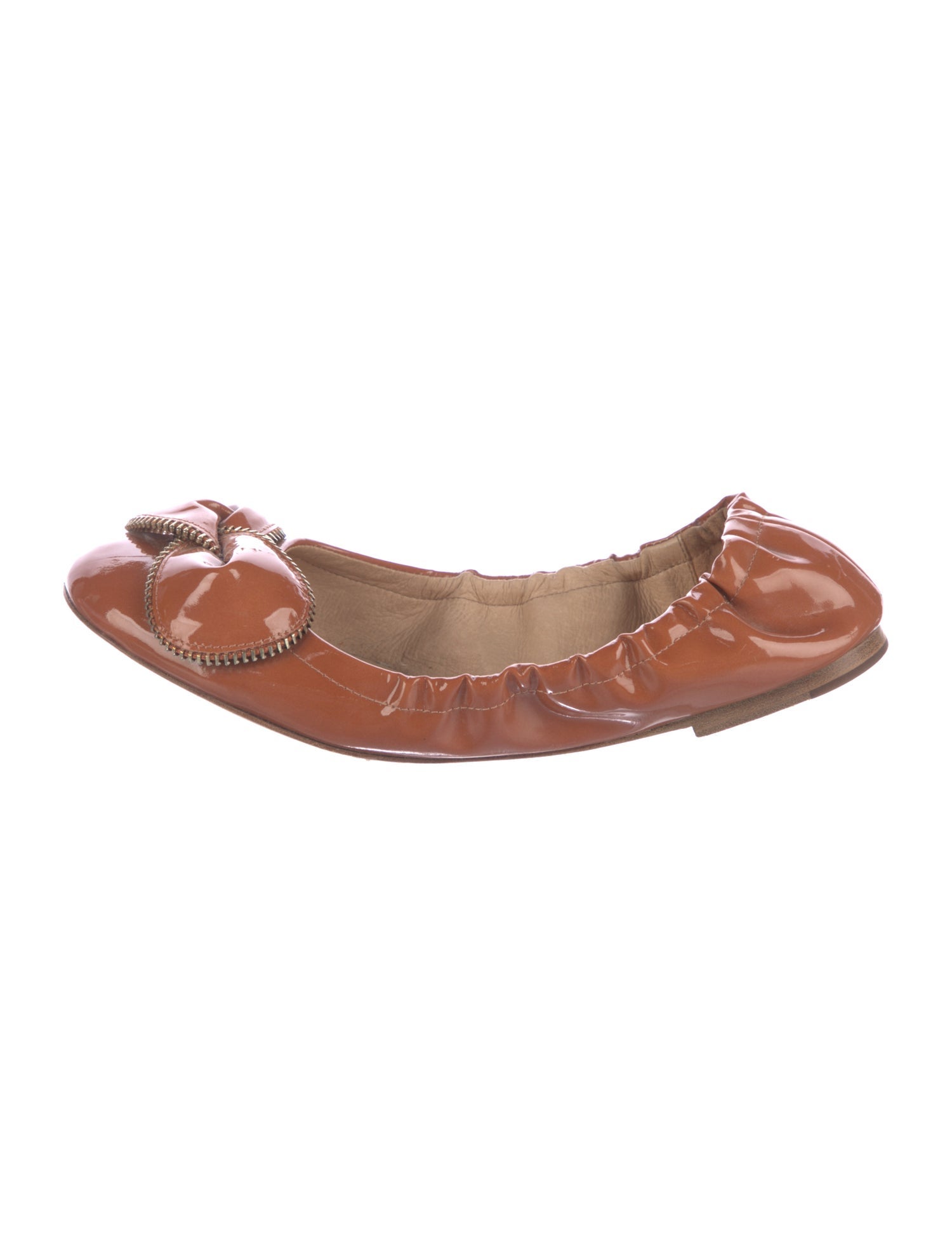 See by Chloé Patent Leather Bow Accents Ballet Flats
