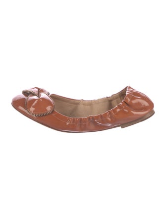 See by Chloé Patent Leather Bow Accents Ballet Flats