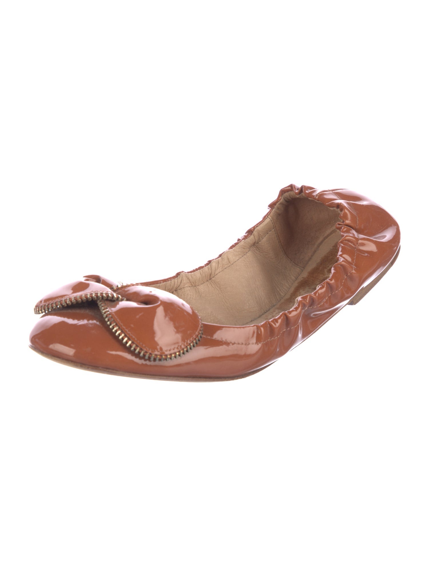 See by Chloé Patent Leather Bow Accents Ballet Flats