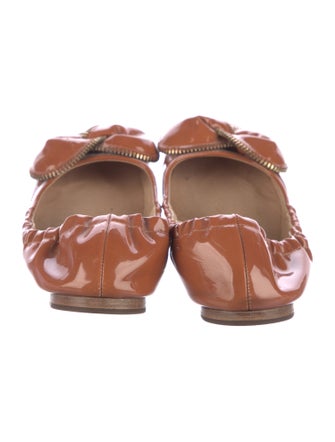 See by Chloé Patent Leather Bow Accents Ballet Flats