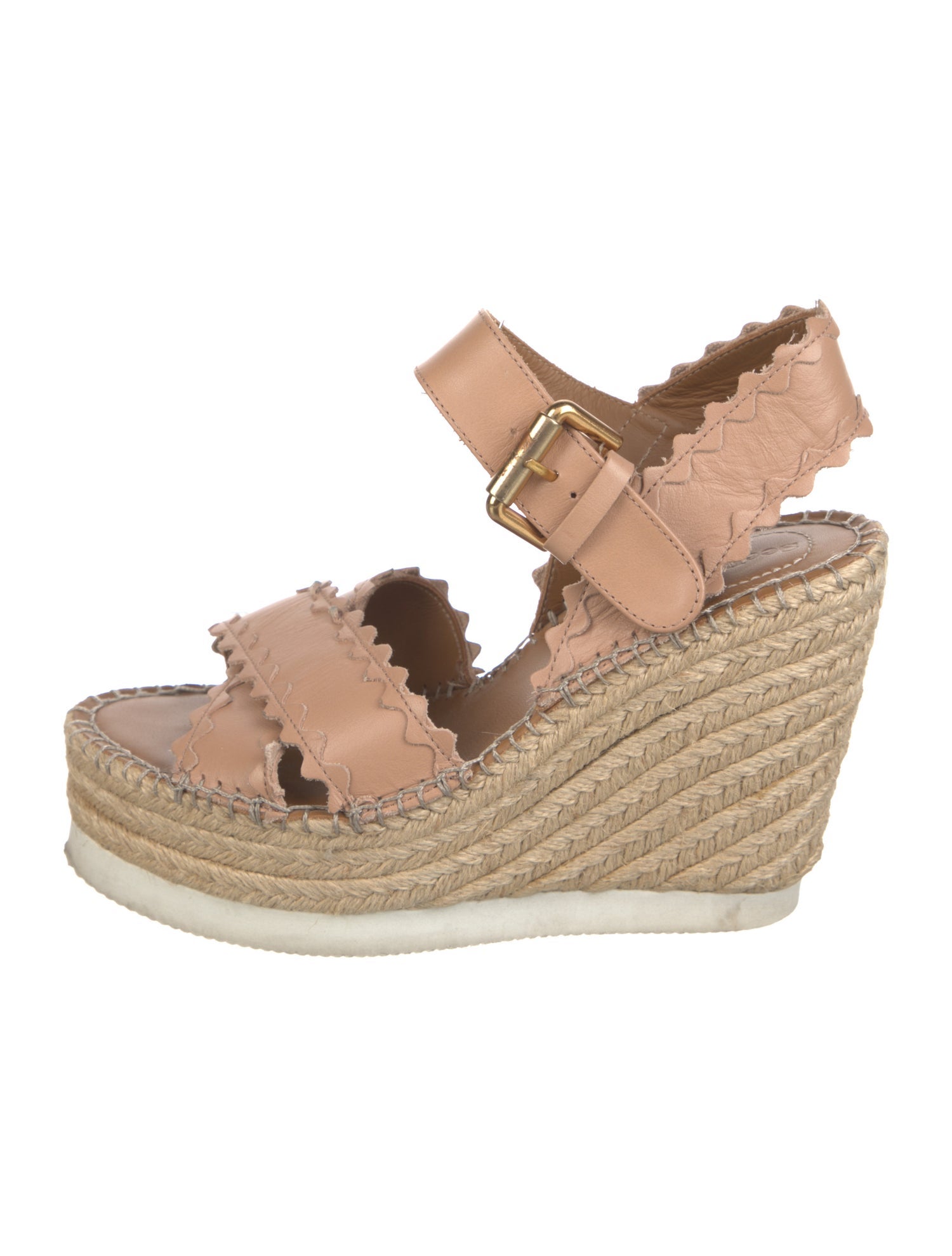 See by Chloé Leather Whipstitch Trim Espadrilles