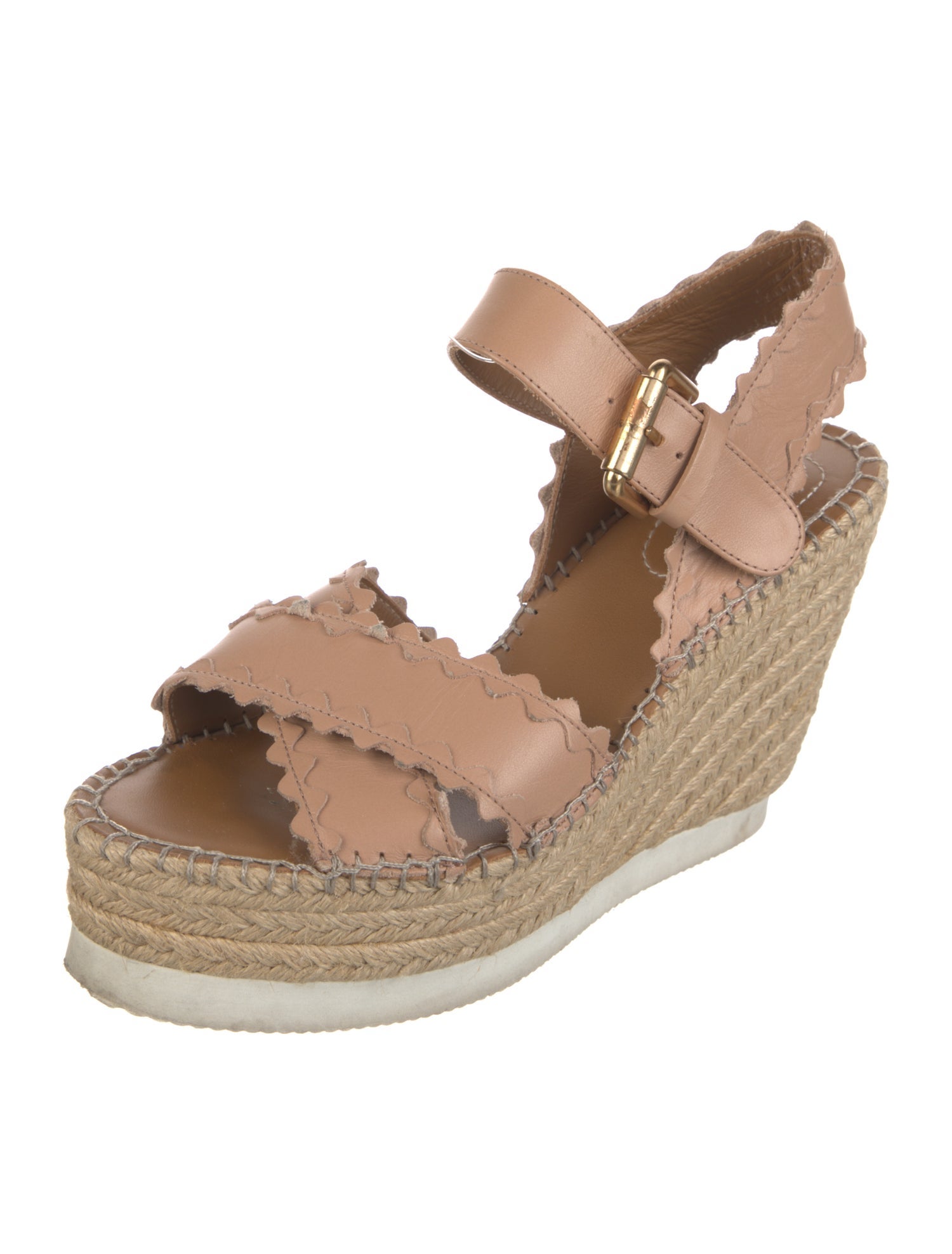 See by Chloé Leather Whipstitch Trim Espadrilles