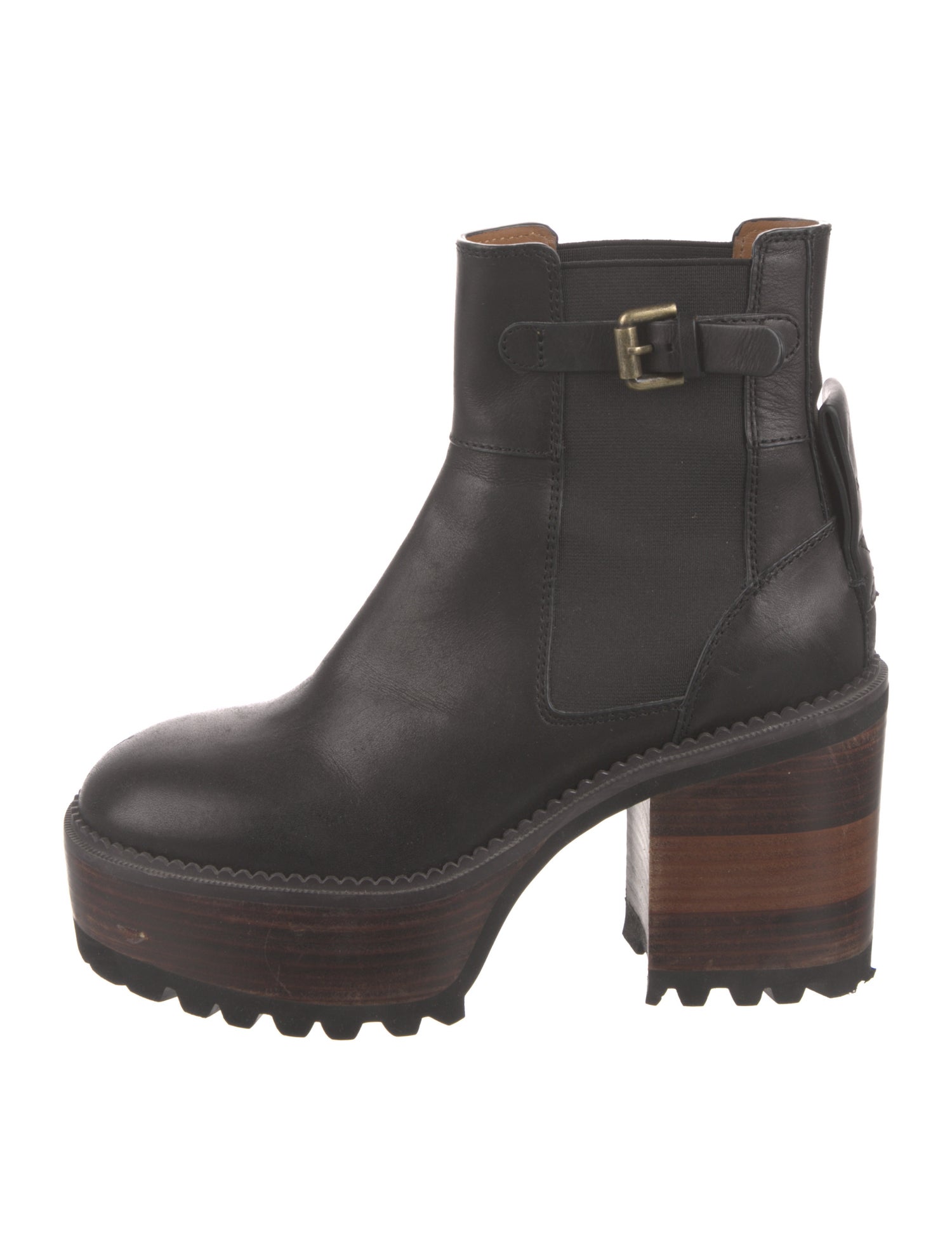 See by Chloé Leather Grosgrain Trim Boots