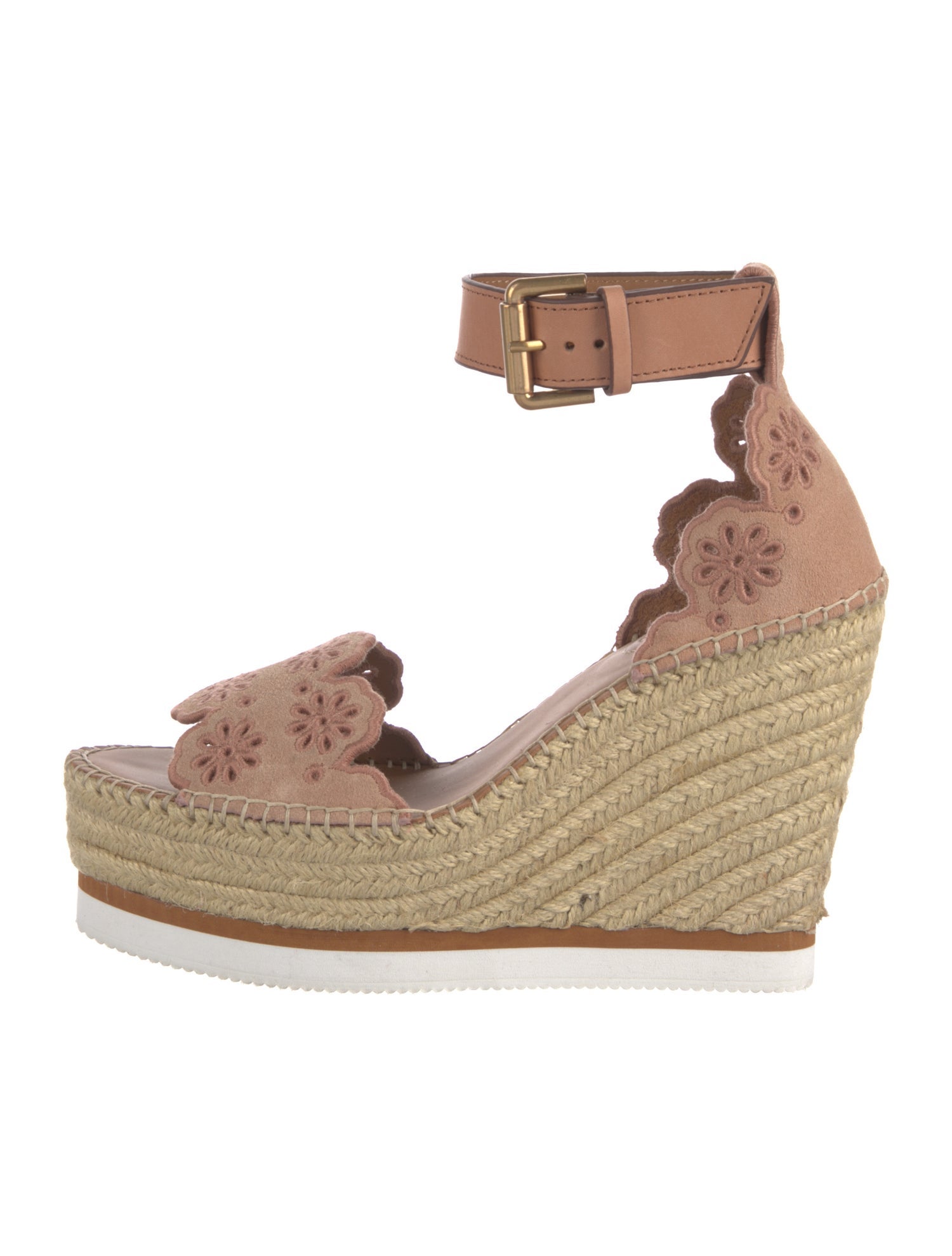 See by Chloé Suede Lasercut Accents Espadrilles