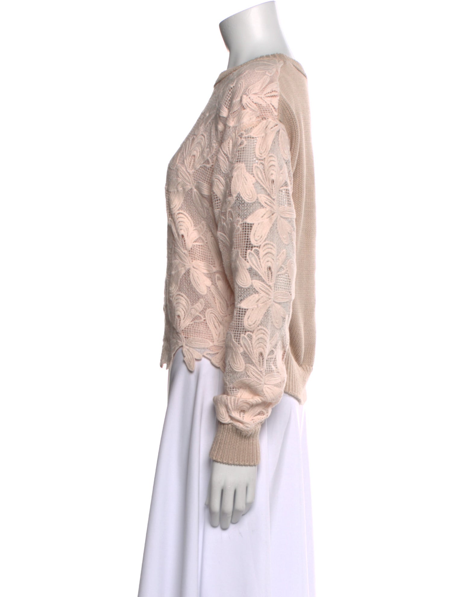 See by Chloé Lace Pattern Crew Neck Sweater