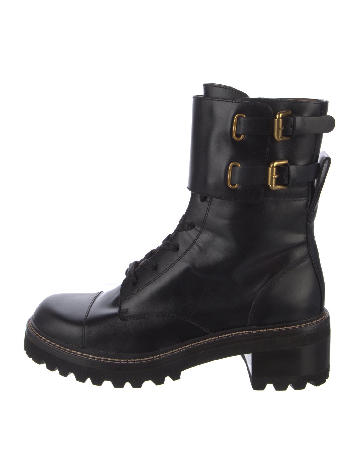 See by Chloé Leather Combat Boots
