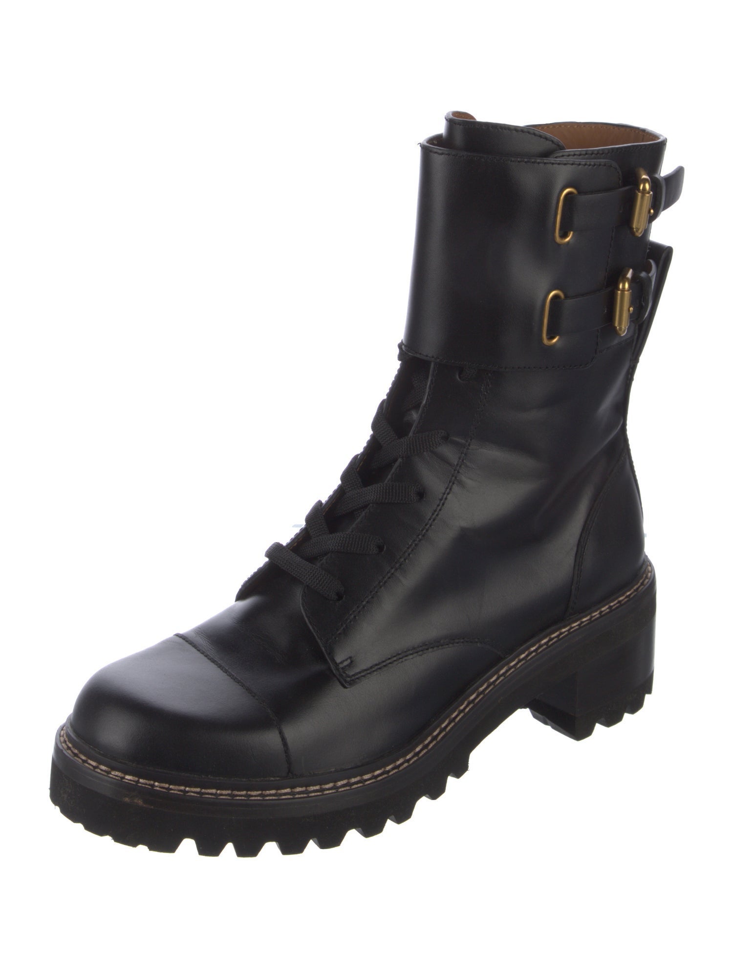 See by Chloé Leather Combat Boots