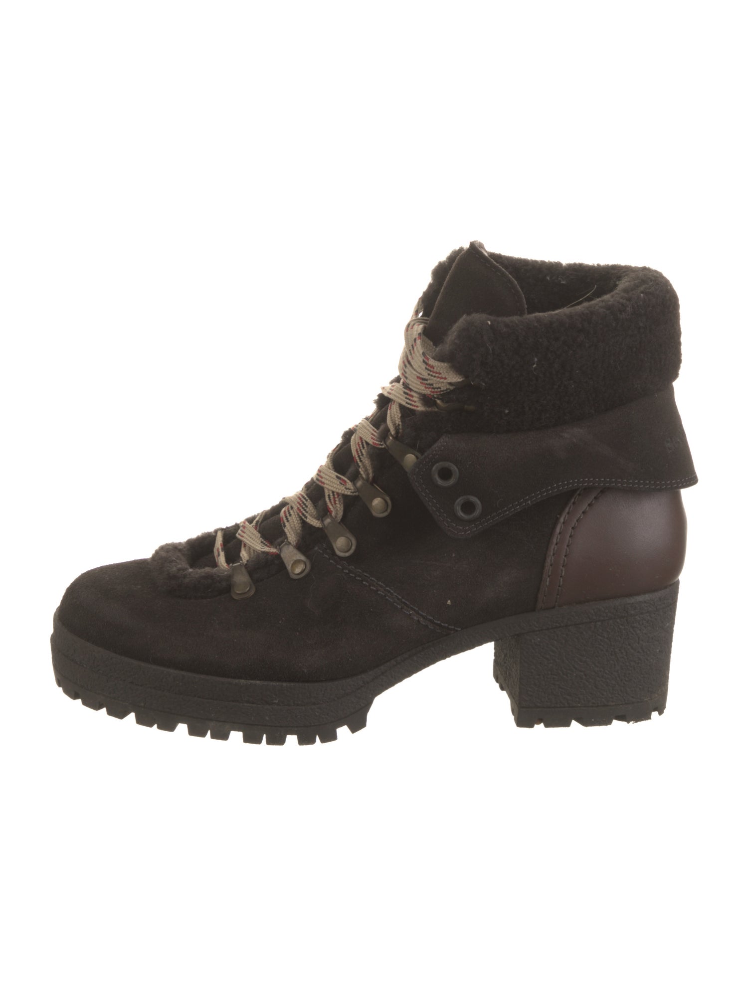 See by Chloé Suede Fur Trim Combat Boots