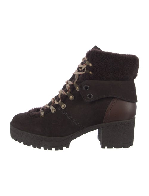 See by Chloé Suede Colorblock Pattern Combat Boots