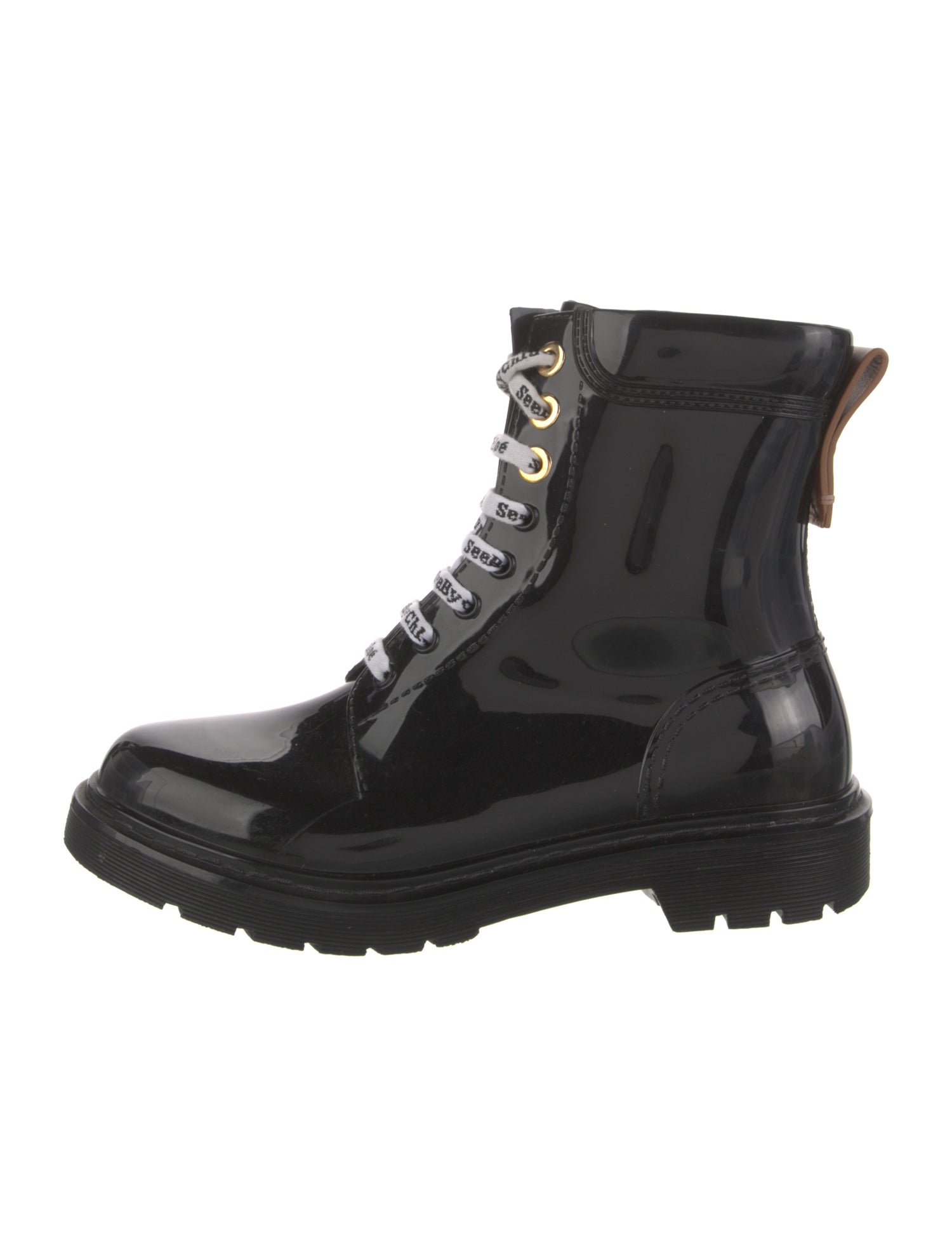 See by Chloé Patent Leather Combat Boots