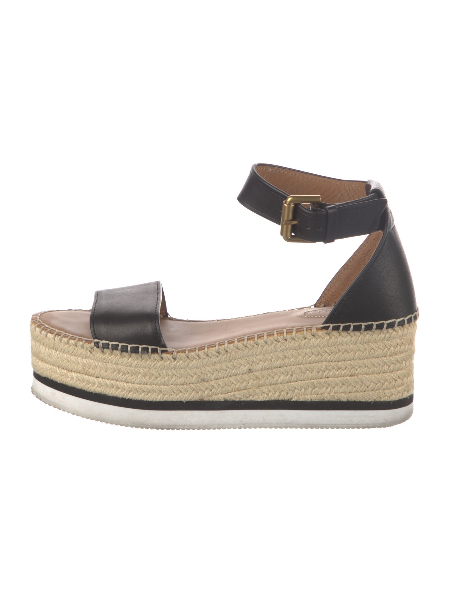 See by Chloé Leather Whipstitch Trim Espadrilles