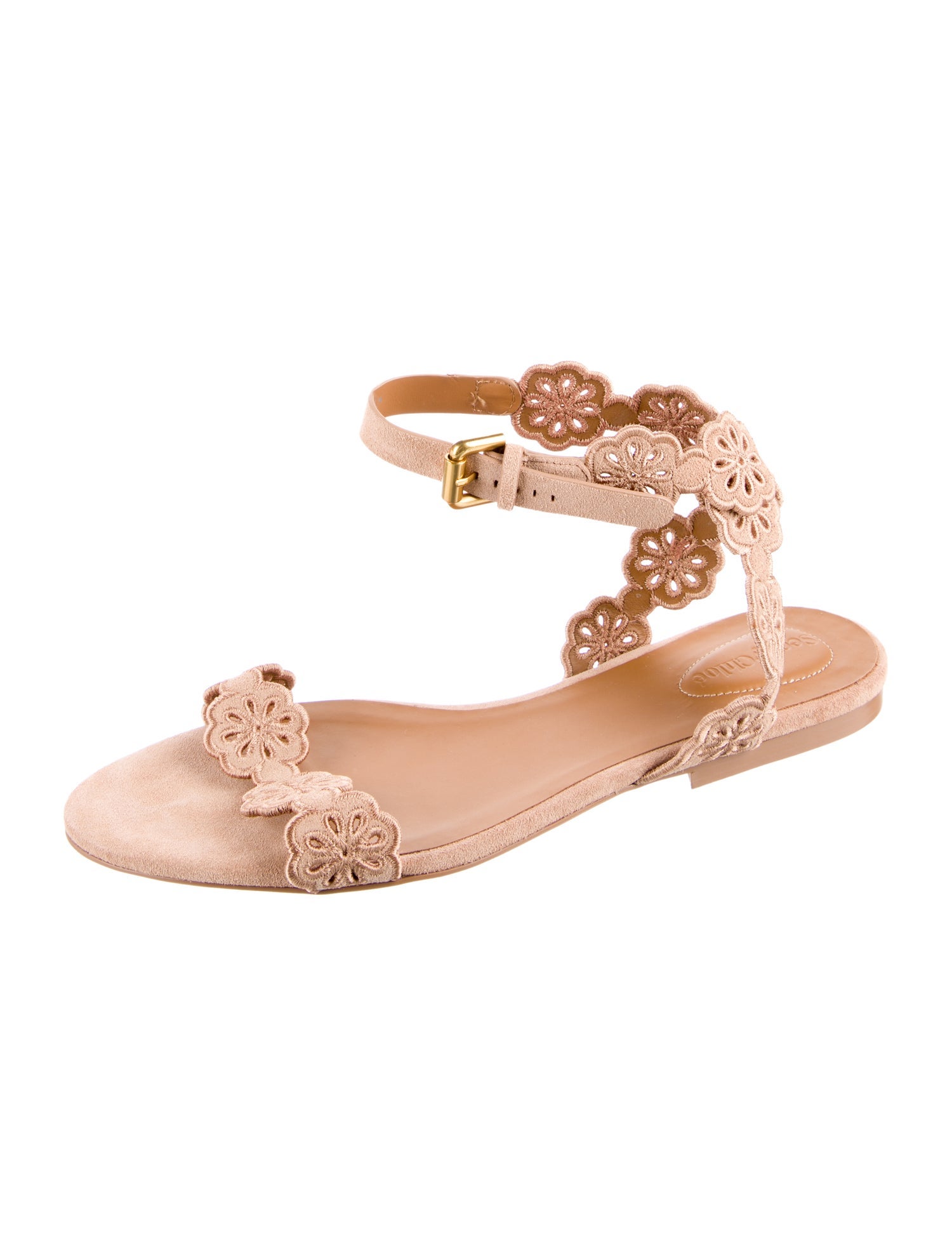 See by Chloé Suede Floral Print Gladiator Sandals