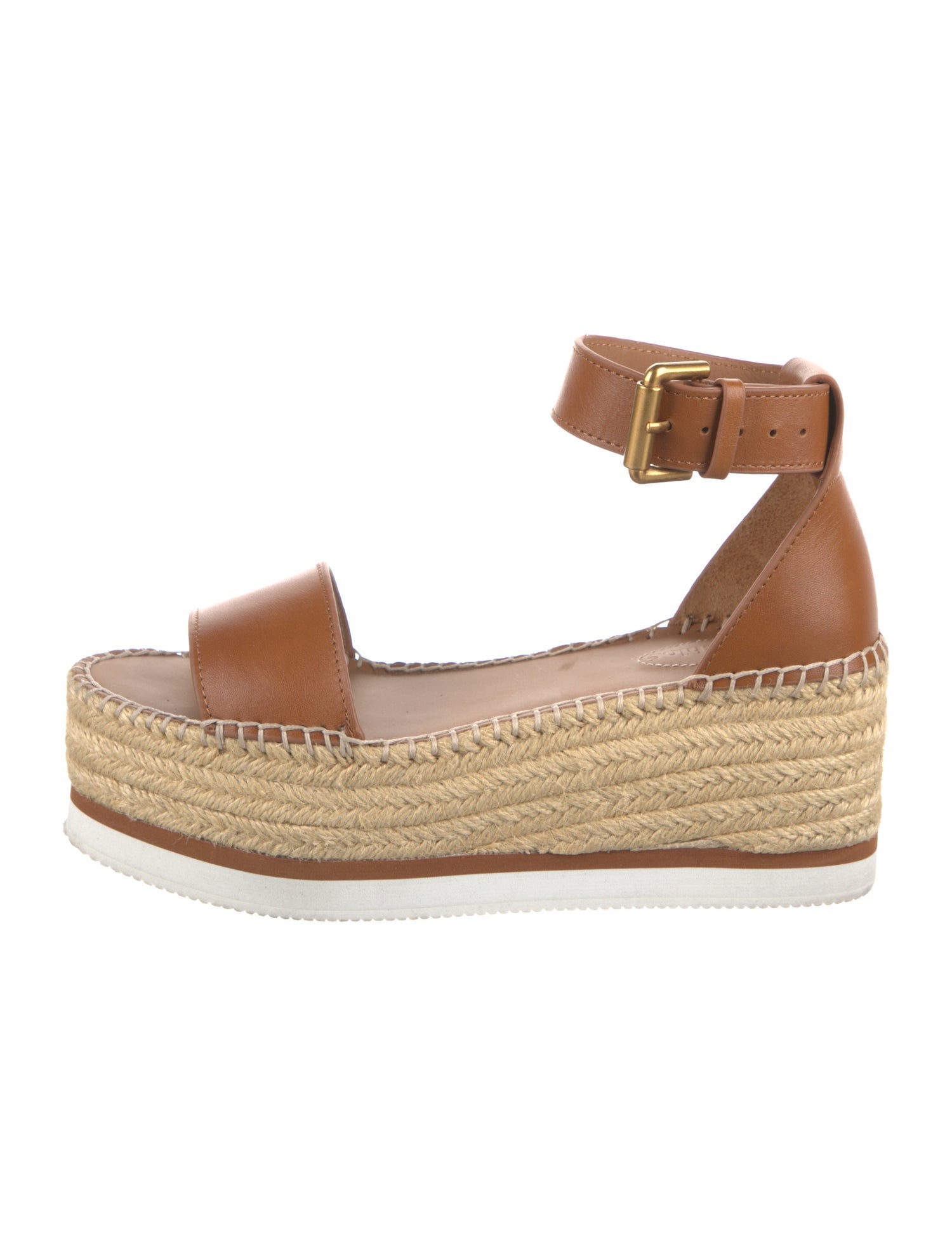 See by Chloé Leather Whipstitch Trim Espadrilles