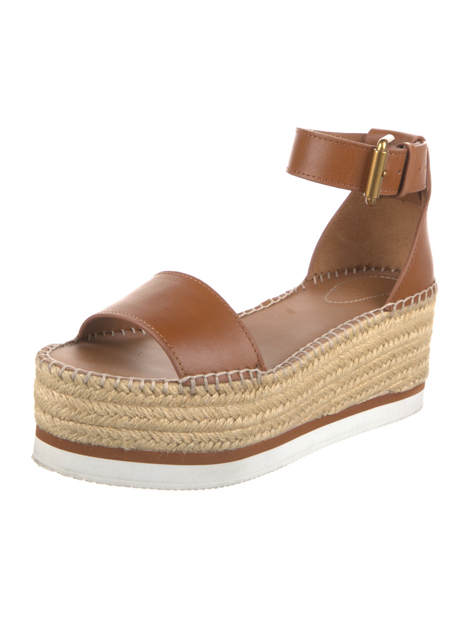 See by Chloé Leather Whipstitch Trim Espadrilles
