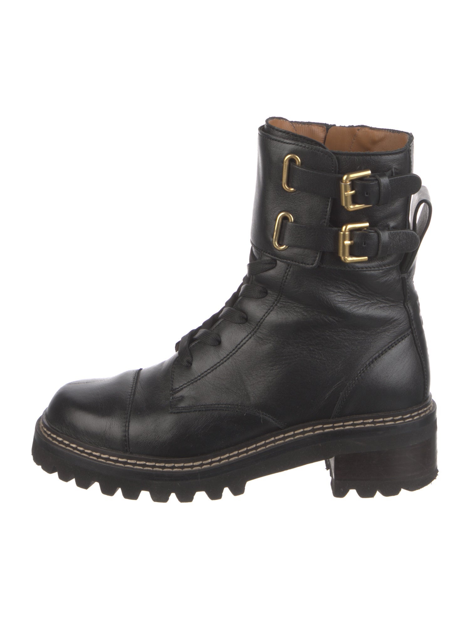 See by Chloé Leather Combat Boots