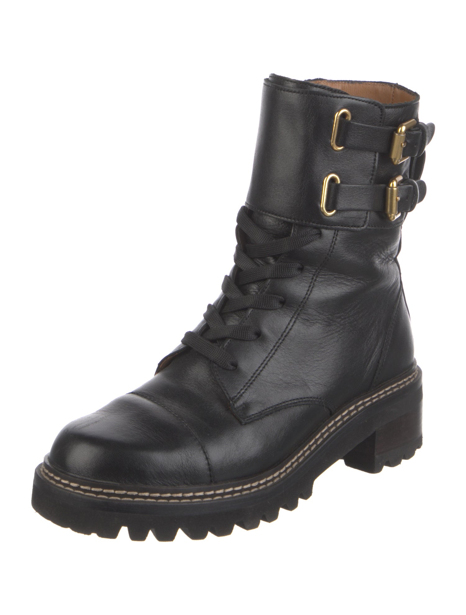See by Chloé Leather Combat Boots