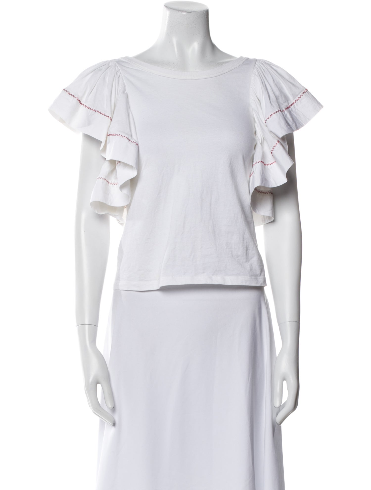 See by Chloé Bateau Neckline Short Sleeve Crop Top