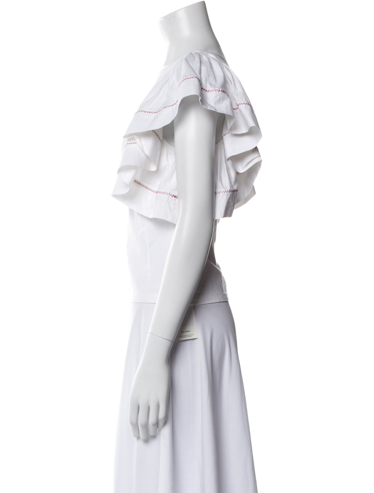 See by Chloé Bateau Neckline Short Sleeve Crop Top