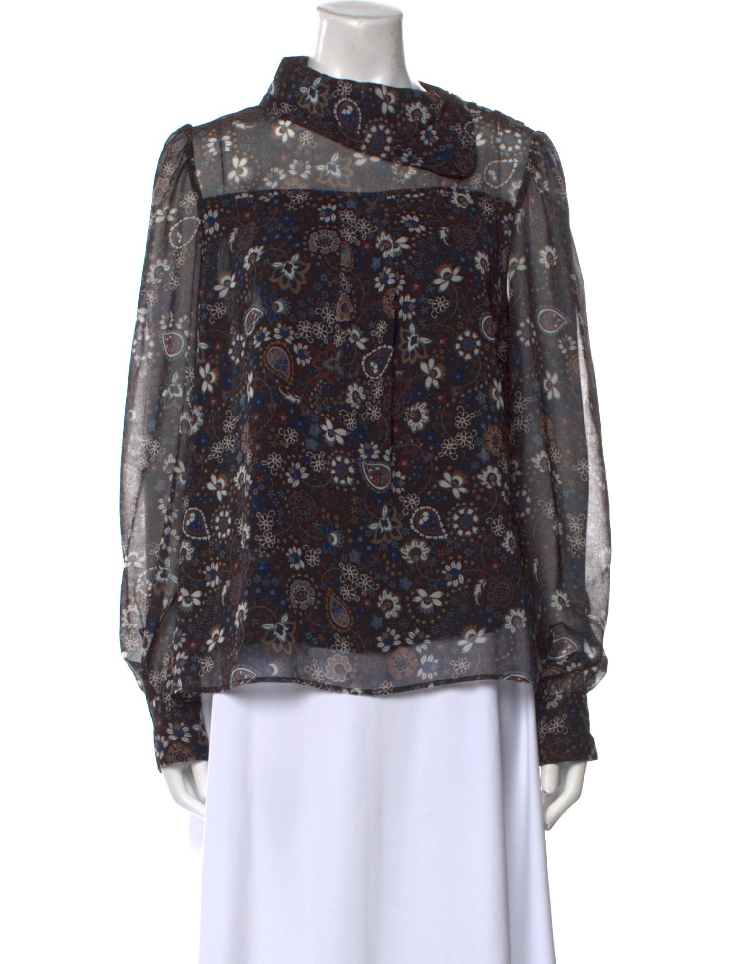 See by Chloé Floral Print Mock Neck Blouse