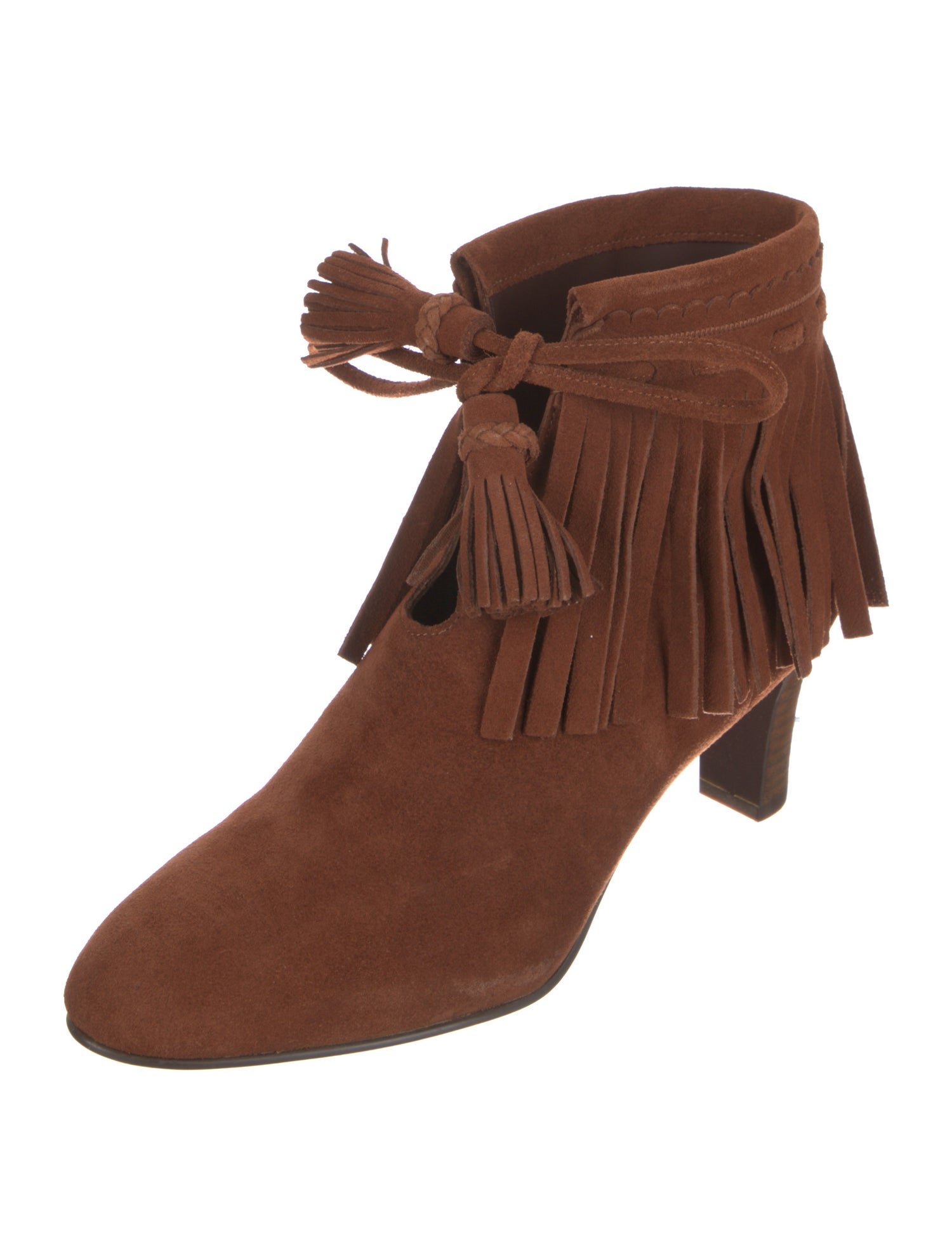 See by Chloé Suede Tassel Accents Lace-Up Boots