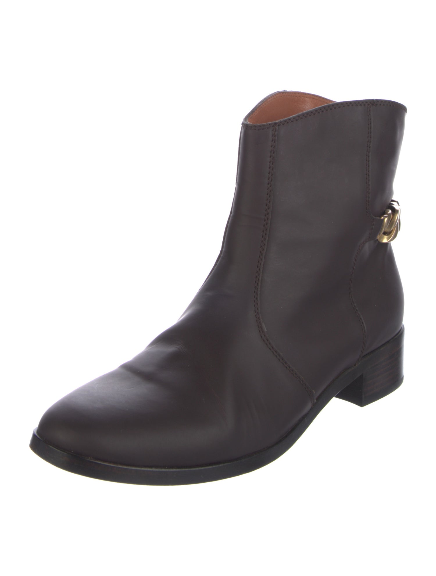 See by Chloé Leather Chain-Link Accents Boots