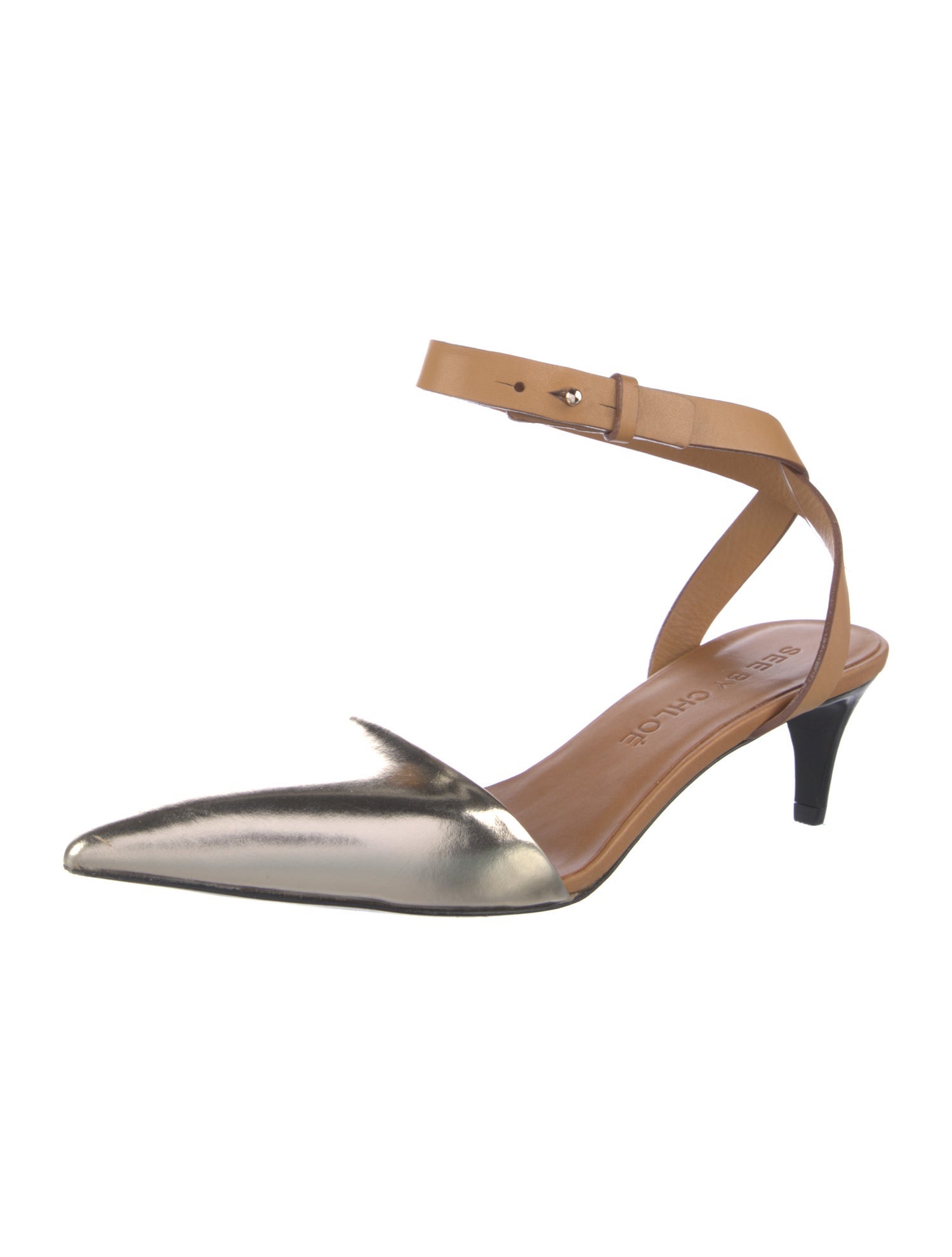 See by Chloé Leather Colorblock Pattern Mules