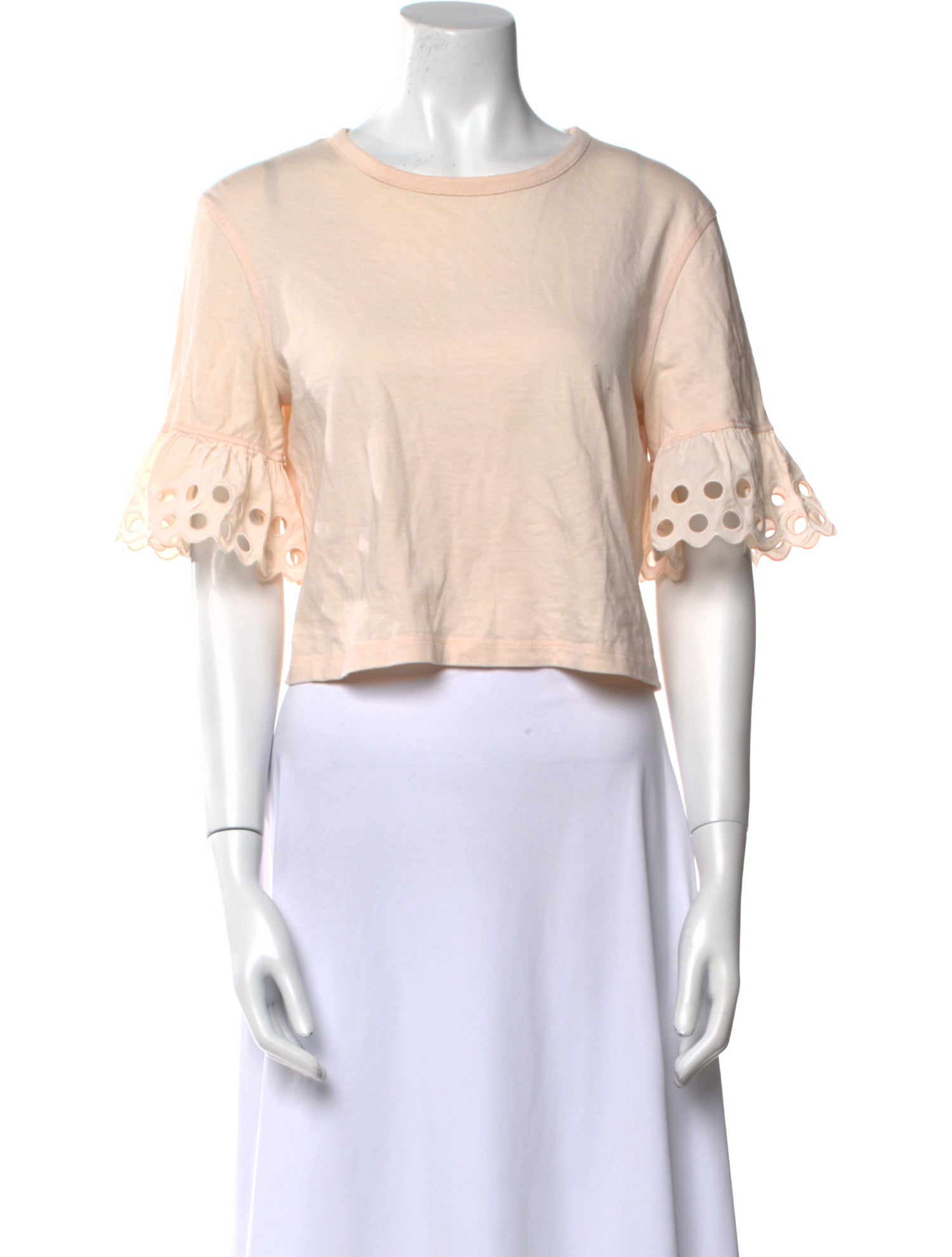 See by Chloé Bateau Neckline Short Sleeve Crop Top