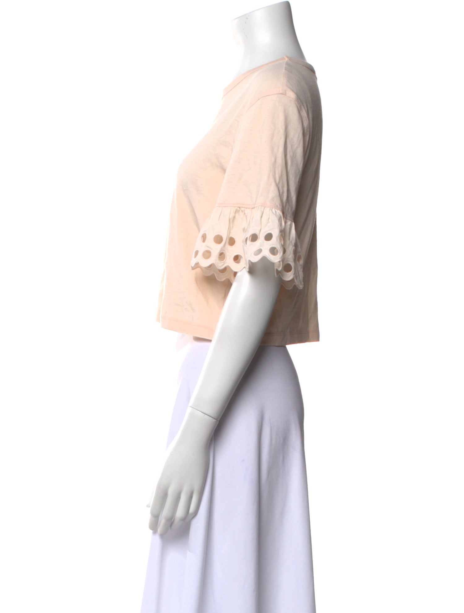 See by Chloé Bateau Neckline Short Sleeve Crop Top