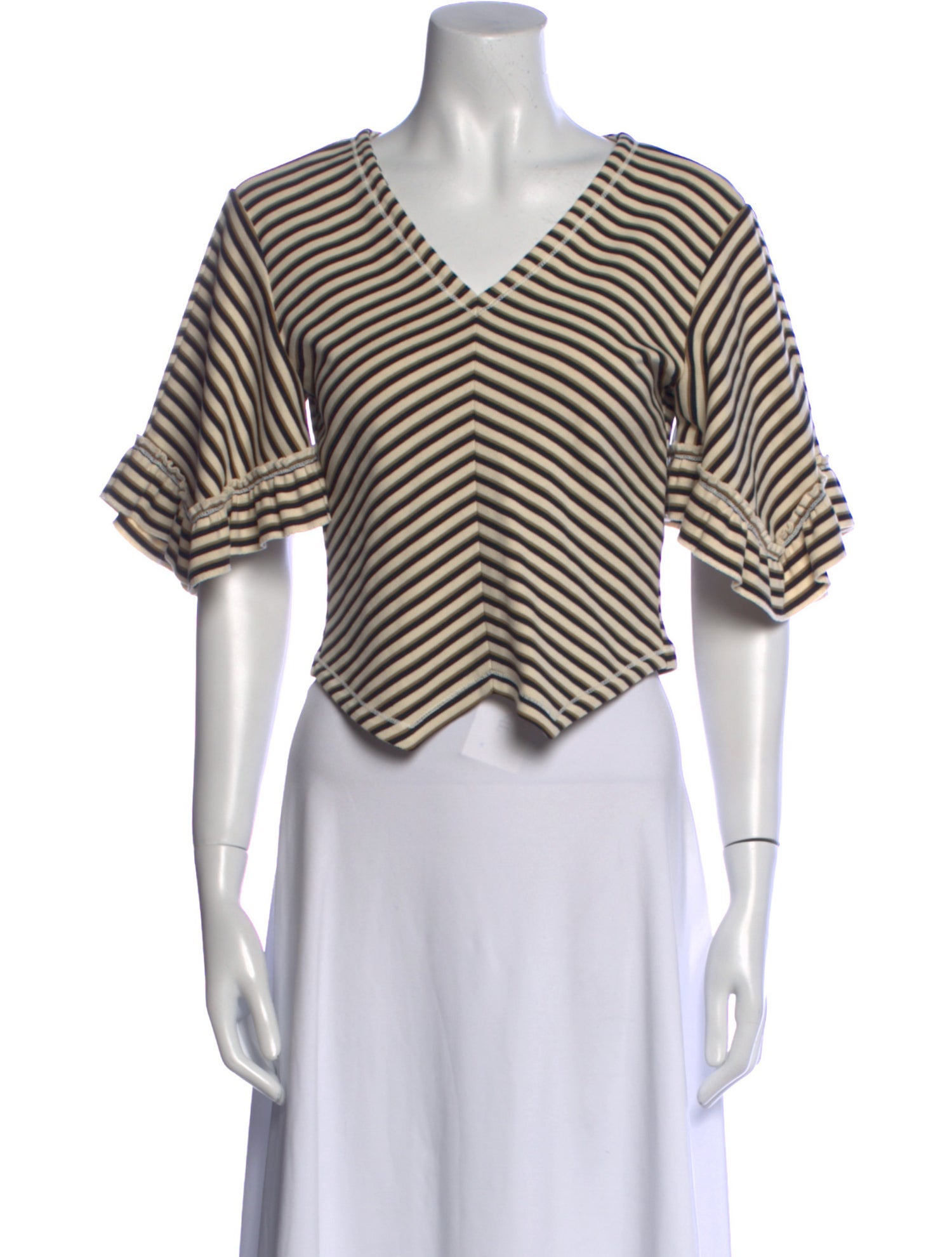 See by Chloé Striped V-Neck Crop Top