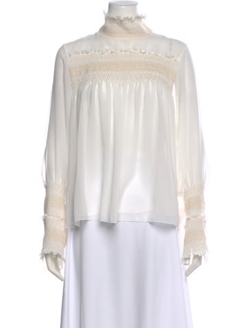 Pre-owned See By Chloé Turtleneck Long Sleeve Blouse In White
