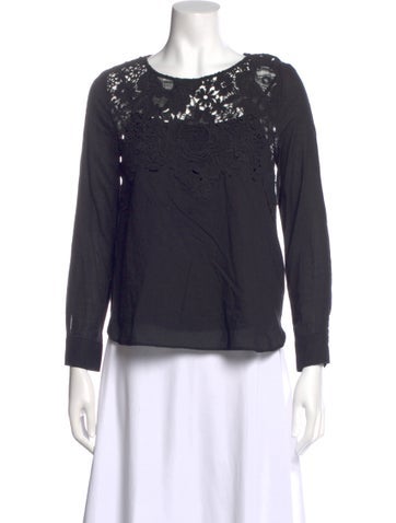 Pre-owned See By Chloé Crew Neck Long Sleeve Blouse In Black