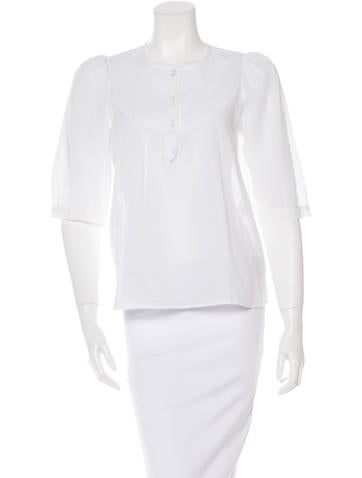 See by Chloé Pleated Crew Neck Blouse