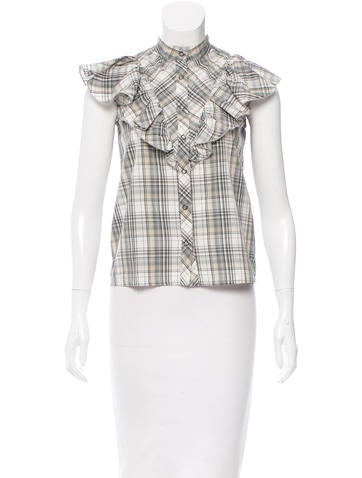 See by Chloé Plaid Cap Sleeve Top