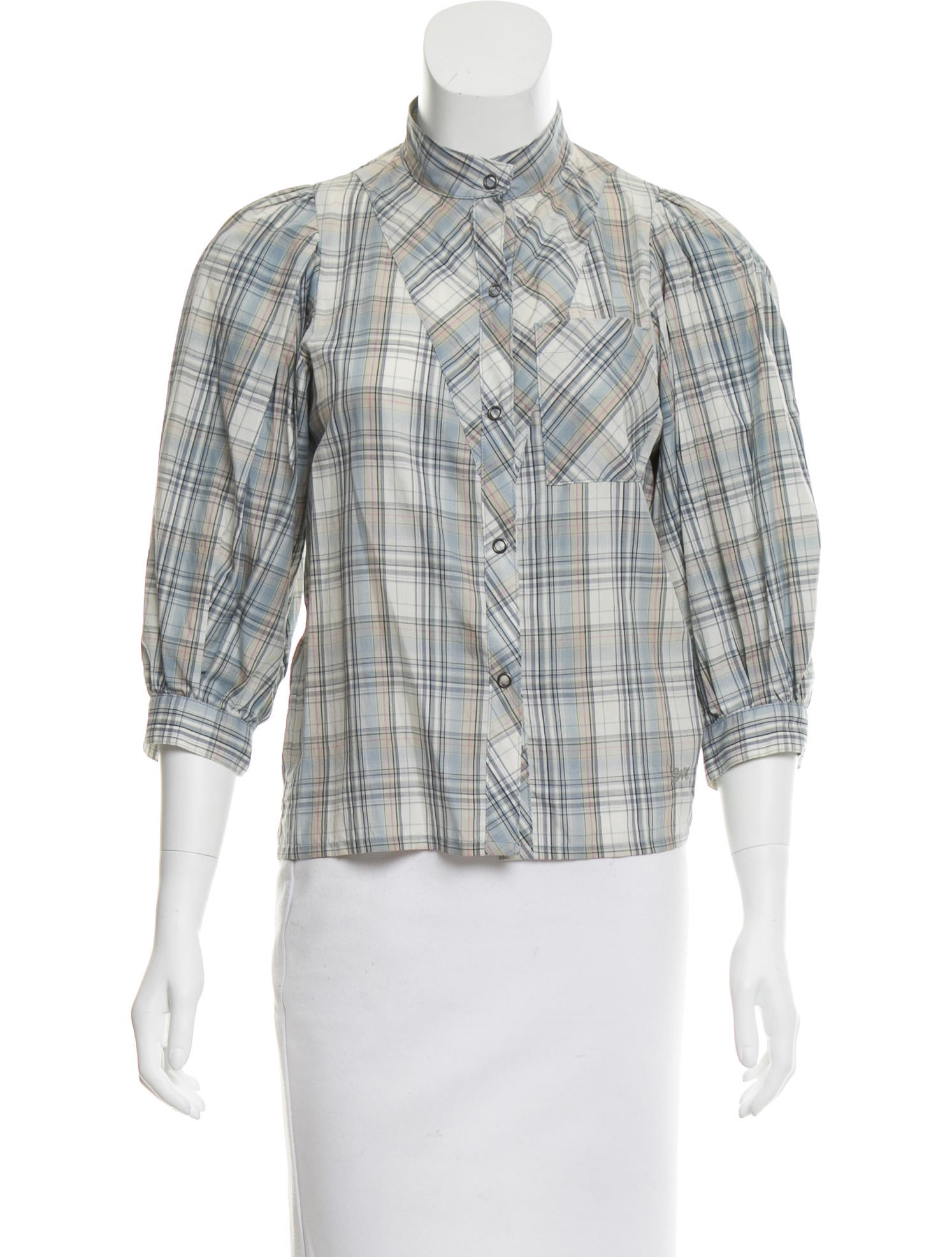 See by ChloÃ© Plaid Puff Sleeve Top - Clothing - WSE28772 | The RealReal