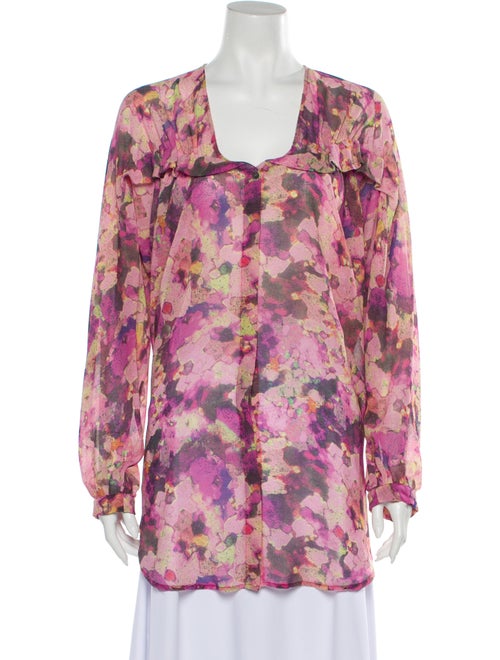 See by Chloé Floral Print Square Neckline Button-U
