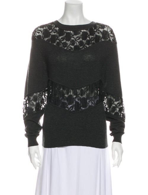 See by Chloé Lace Pattern Scoop Neck Sweater Black