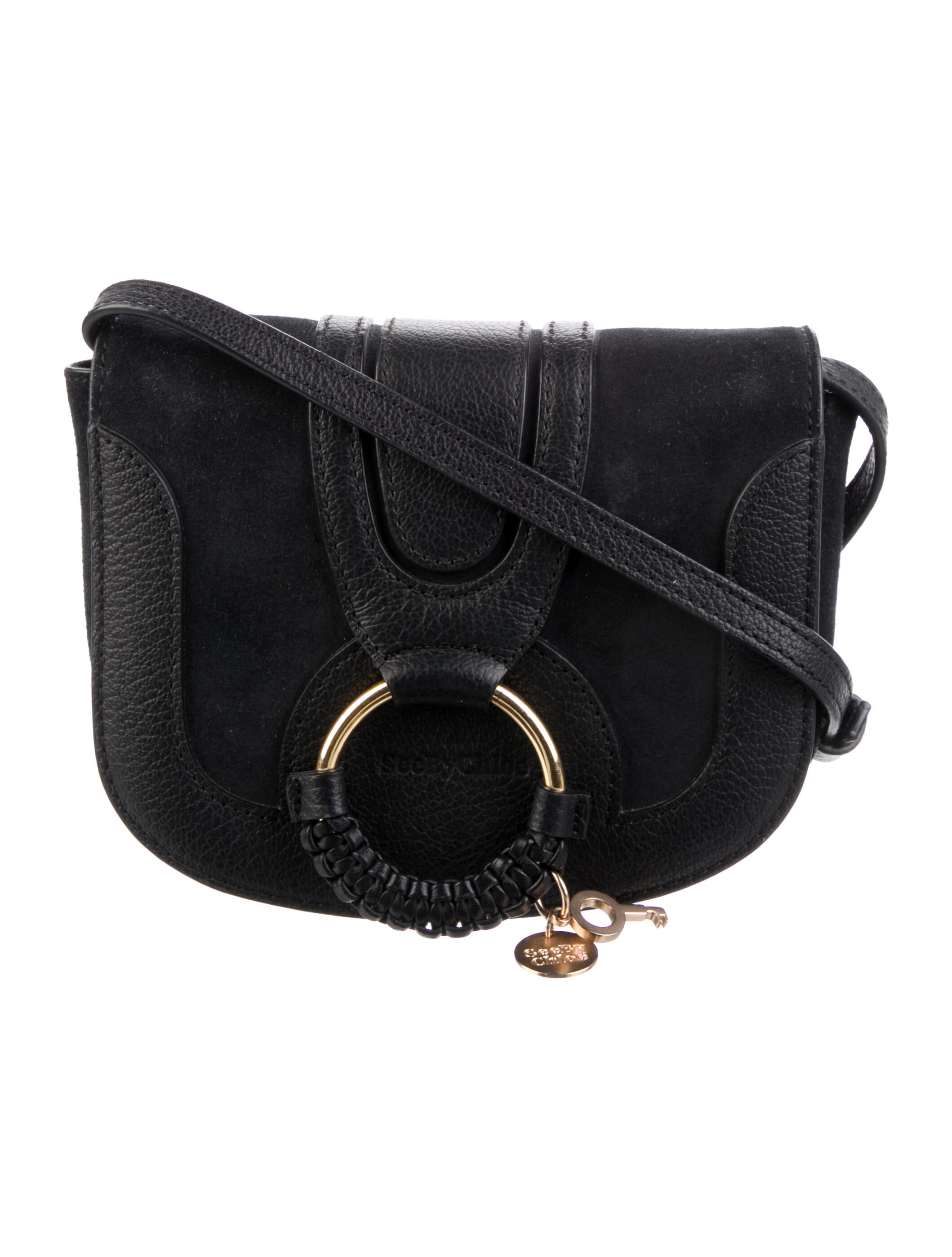 See by Chloé Suede Trimmed Leather Crossbody Bag Black Crossbody Bags