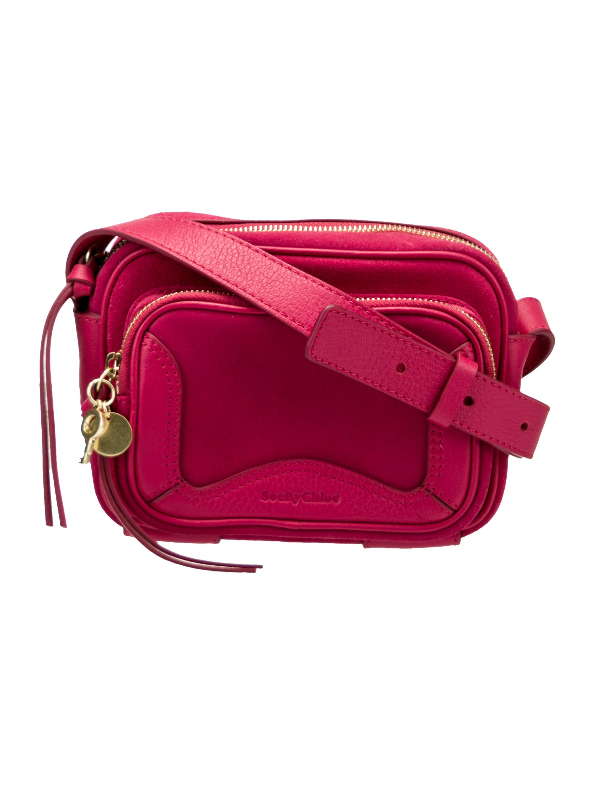 See by Chloé Suede LeatherTrimmed Crossbody Bag Pink Crossbody Bags