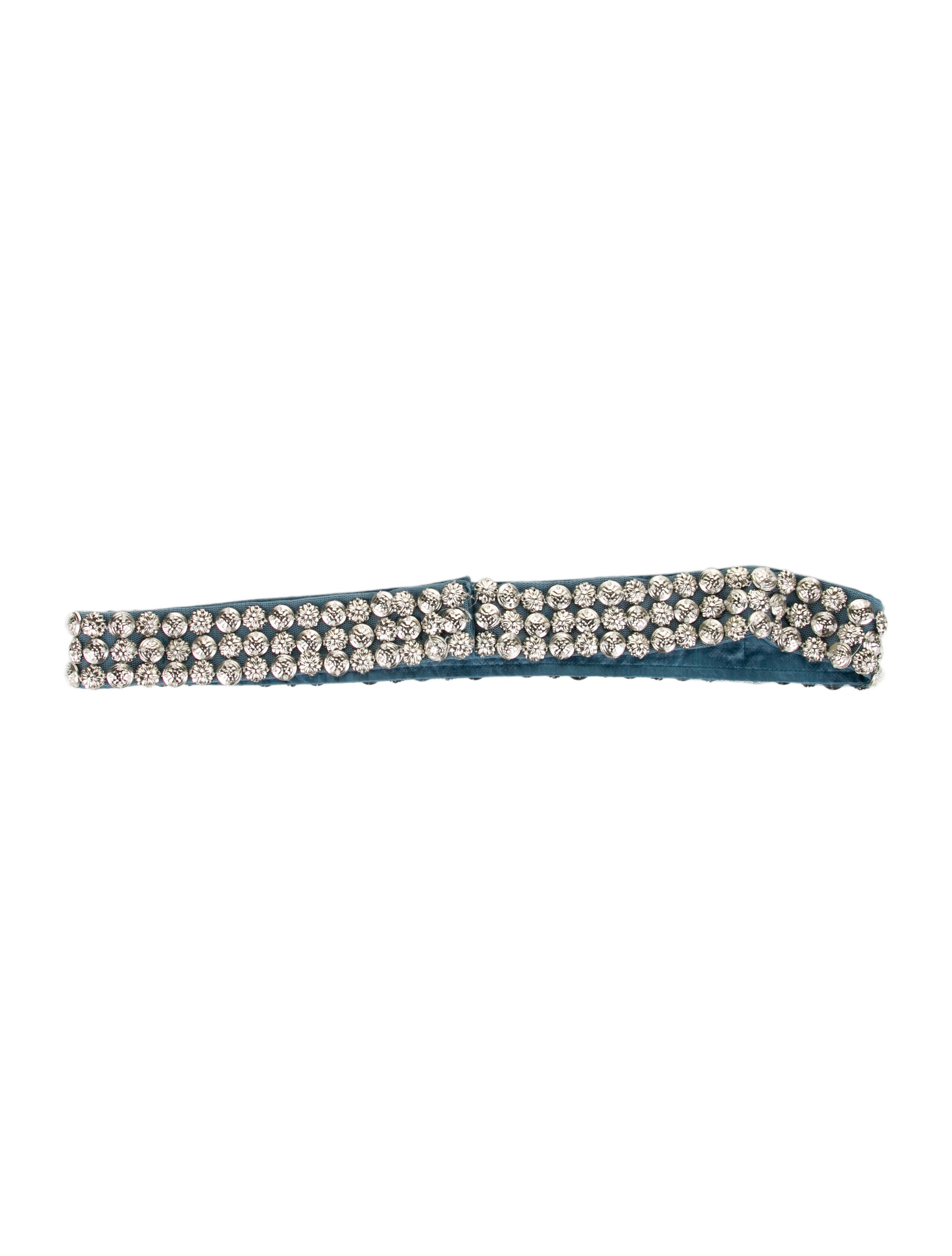 See by Chloé Beaded Accents Waist Belt Blue Belts, Accessories
