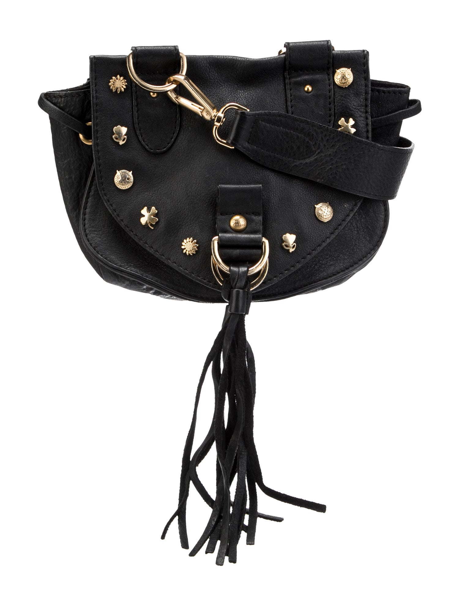 See by Chloé Studded Leather Shoulder Bag Black Shoulder Bags