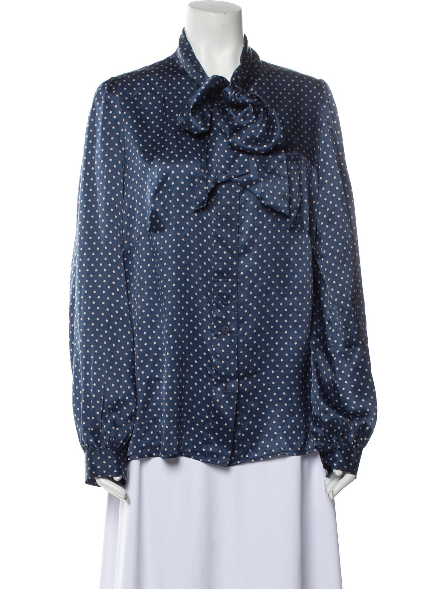 See by Chloé Silk Polka Dot Print Button-Up Top