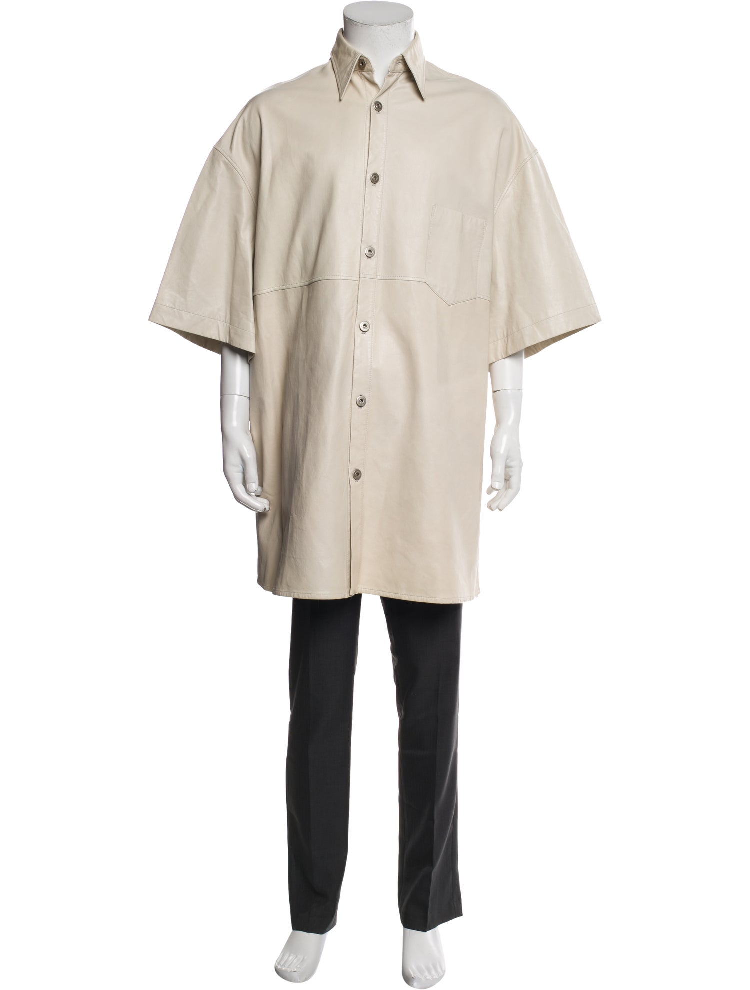 Sean Suen Leather Three-Quarter Sleeve Shirt