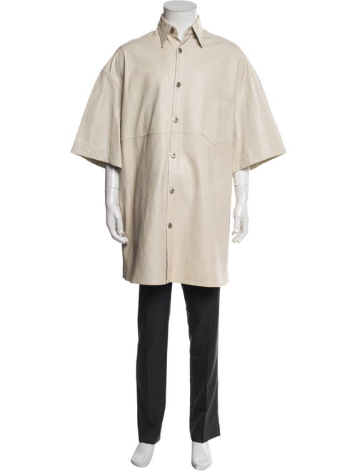 Sean Suen Leather Three-Quarter Sleeve Shirt