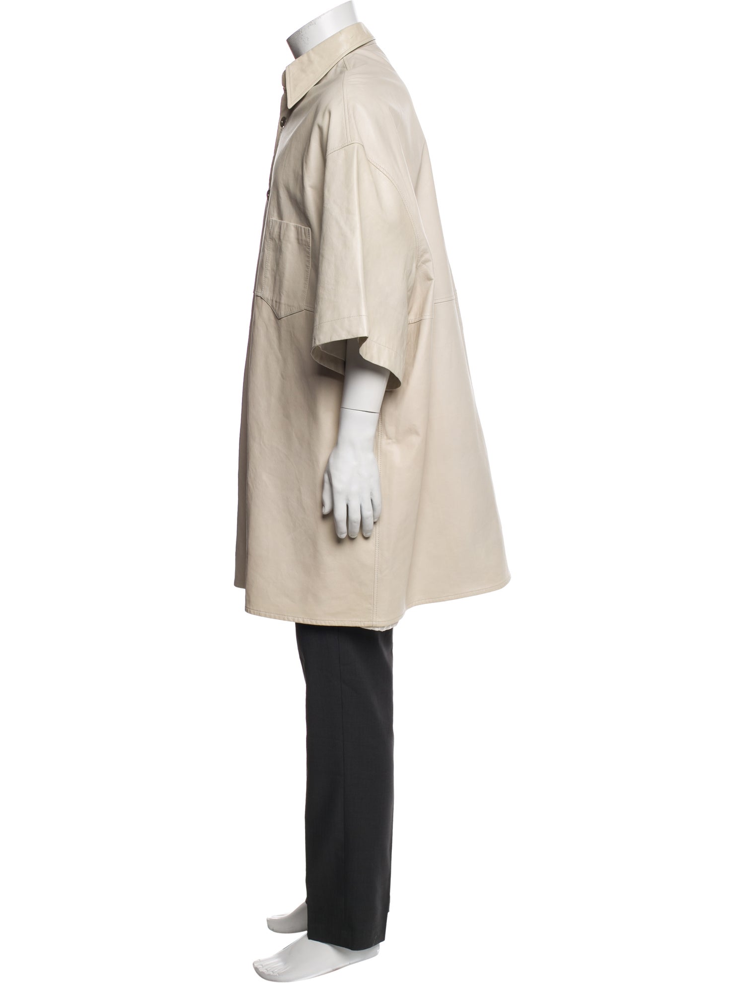 Sean Suen Leather Three-Quarter Sleeve Shirt