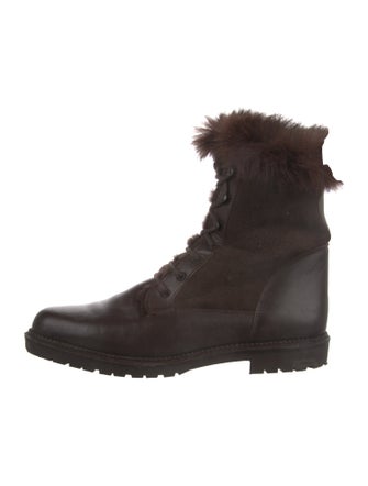 Searle Suede Fur Trim Combat Boots